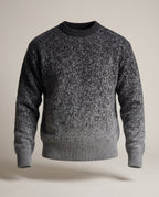 Pull Maille Dégradé – Gris – front – Crewneck sweater with ribbed collar, ribbed cuffs, and a broad ribbed hem