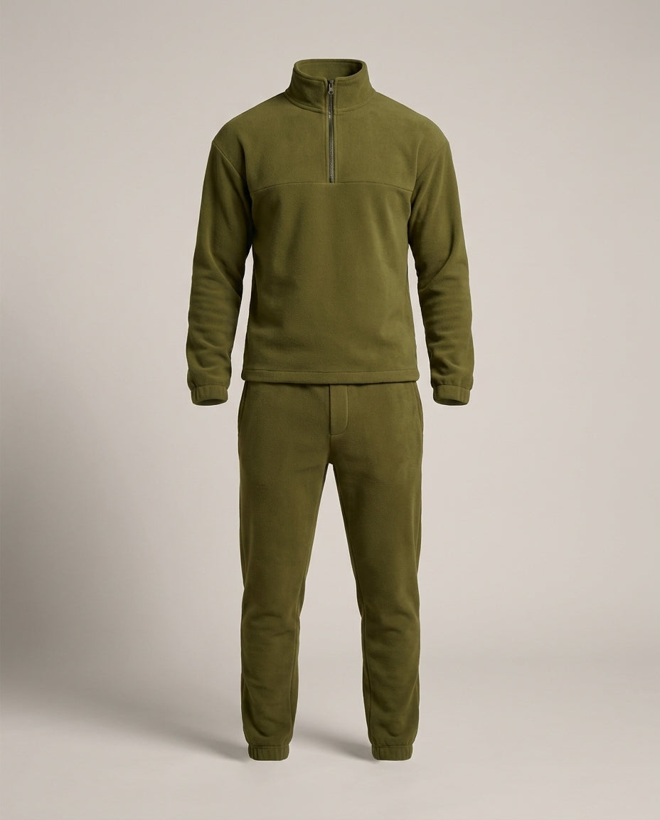 Set Urban Fleece – Vert – front – Two-piece fleece tracksuit set