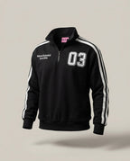 Sweat 03 Half-Zip – Noir – front – Half-zip front closure with stand collar