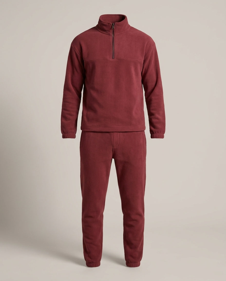 Set Urban Fleece – Rouge – front – Two-piece fleece tracksuit set