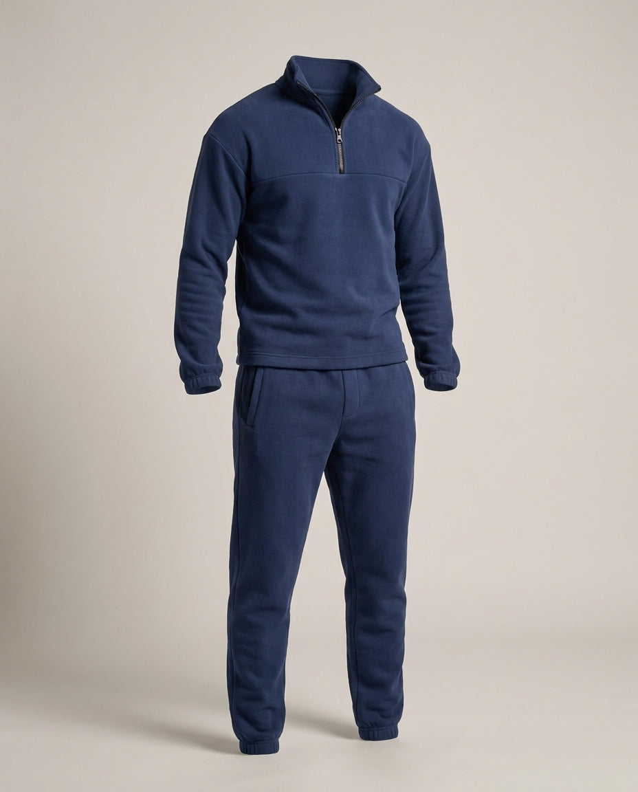 Set Urban Fleece – Marine – front – Two-piece fleece tracksuit set