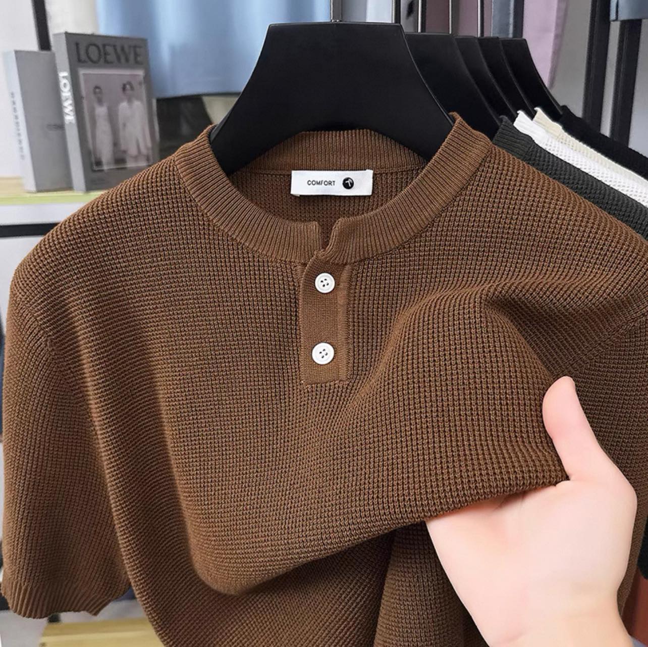 Pull Gauffré Lin