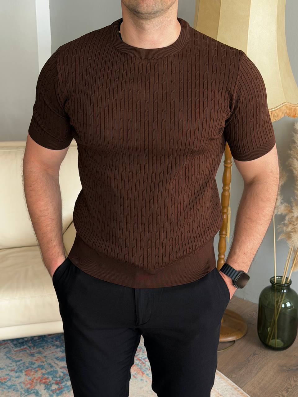 Ribbed Knit T-Shirt