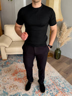 Ribbed Knit T-Shirt