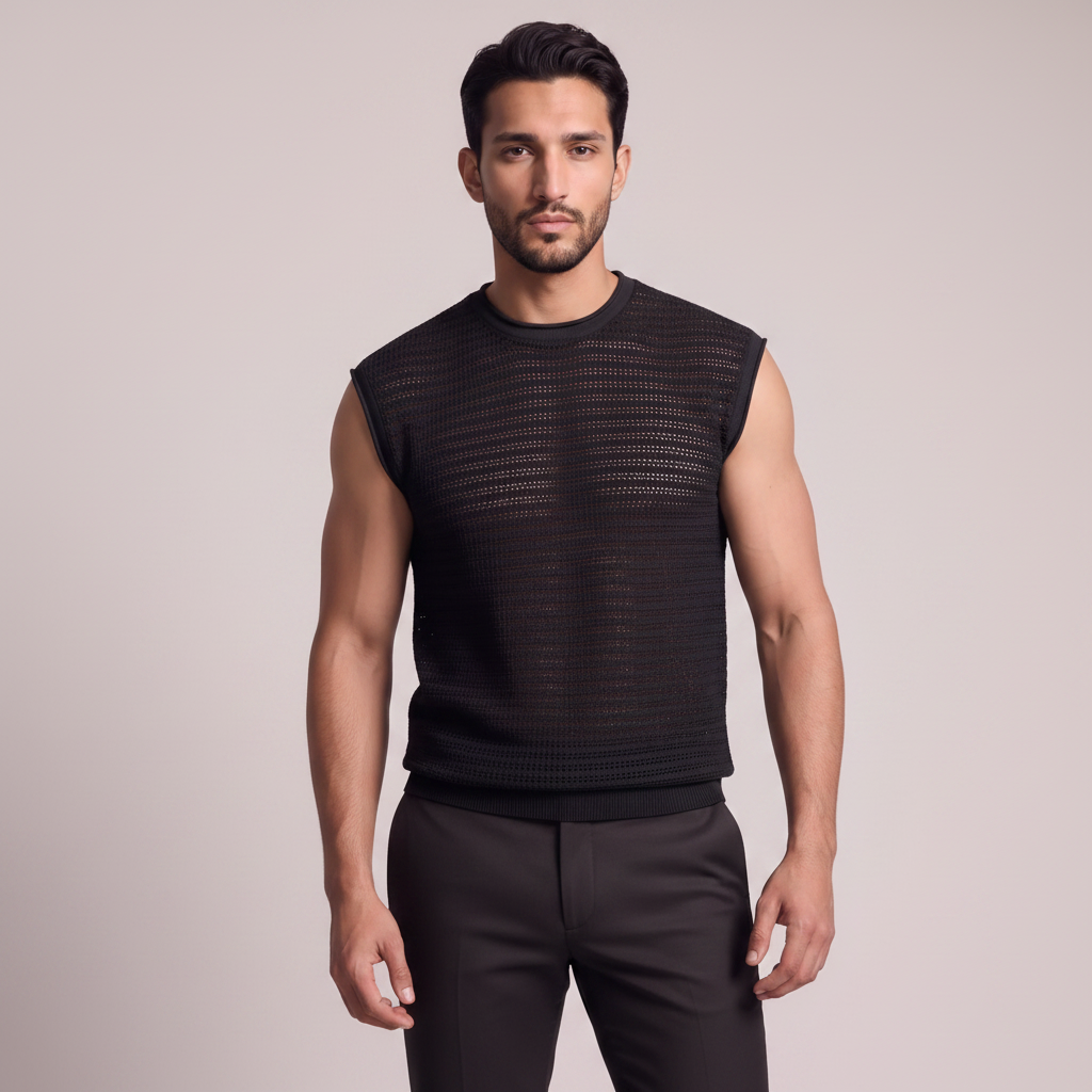Débardeur Noir - Mannequin Tunisien avec barbe