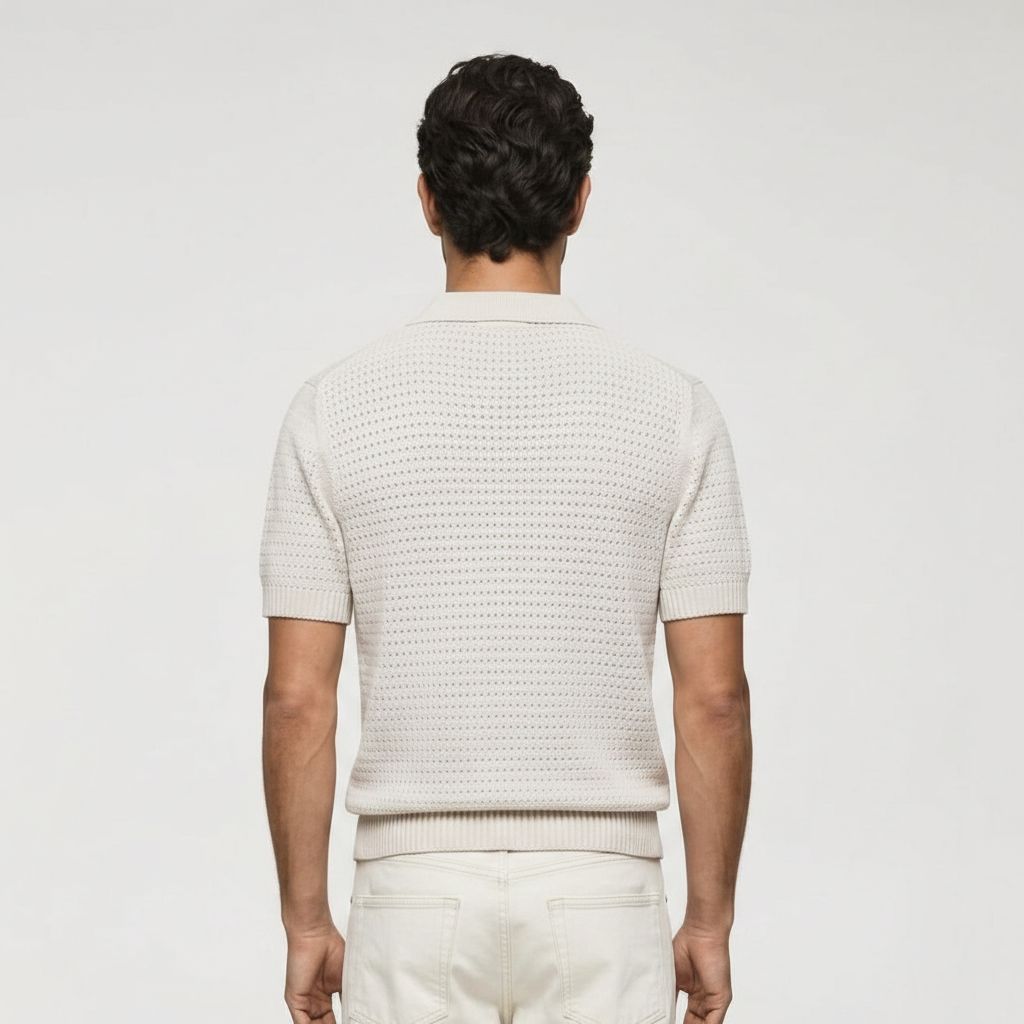 Polo Ajouré Lin - Vue dos zoomée carrée