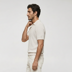 Polo Ajouré Lin - Vue profil zoomée carrée