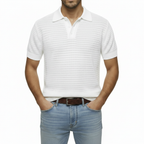Polo Tricoté Pixel — Fond Gris Clair