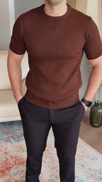 Ribbed Knit T-Shirt