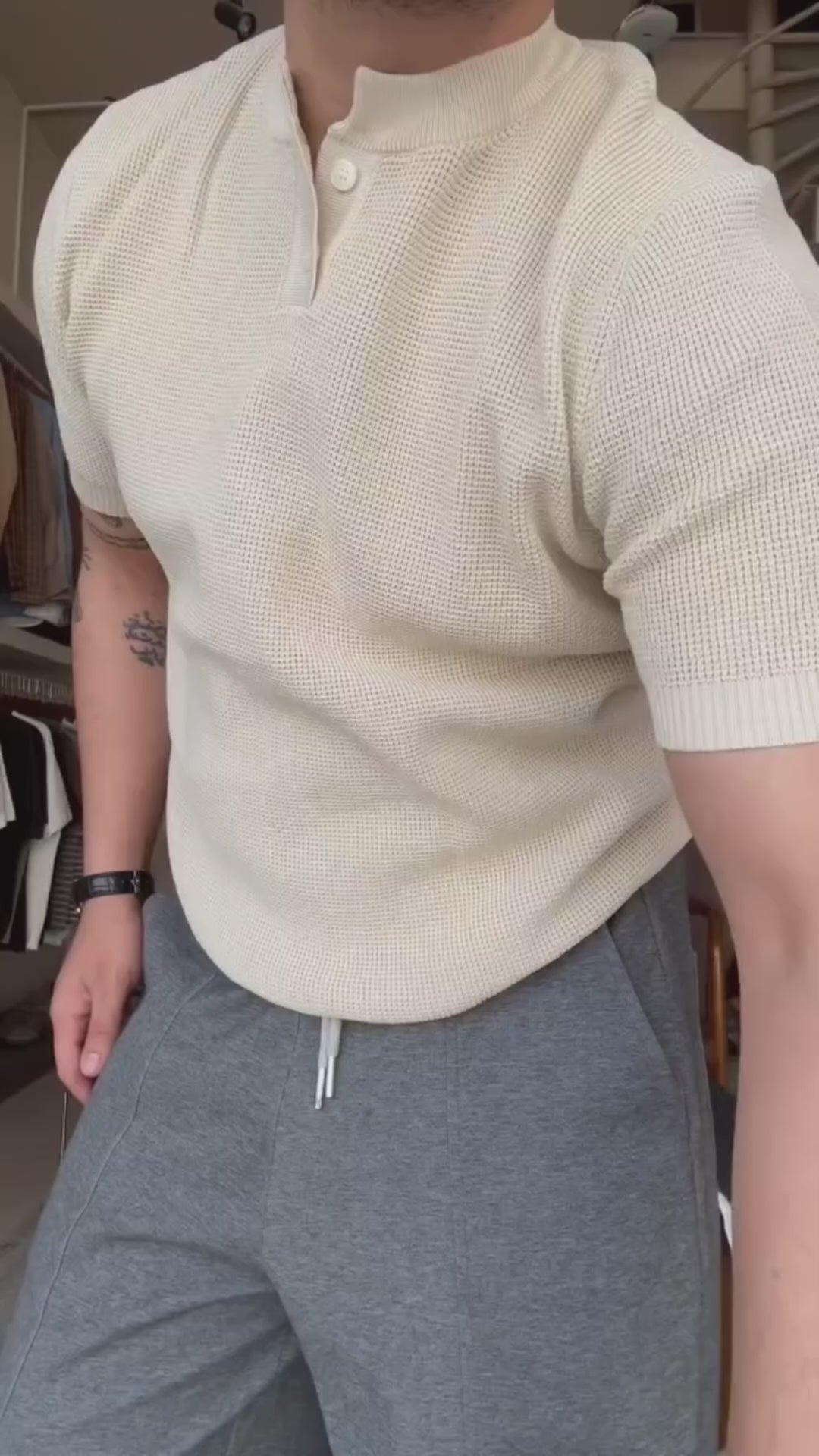 Pull Gauffré Lin