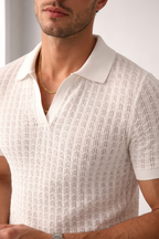 Pull Lin Ajouré Blanc Cassé