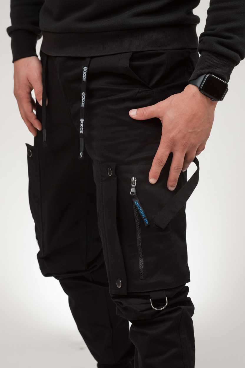 Tactical Cargo Pants - Black Detail
